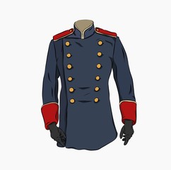 Illustration of old military uniform. Vector illustration 