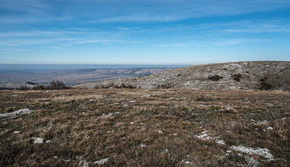 hillside landscape with dried grass