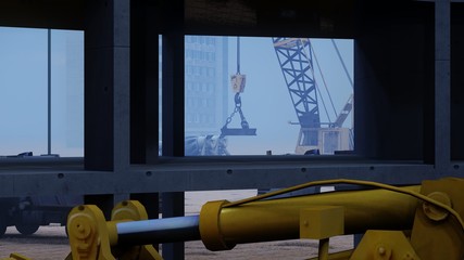 construction site on a desert 3d rendering