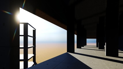 construction site on a desert 3d rendering