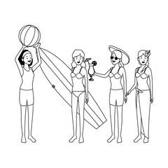 friends with swimsuit black and white