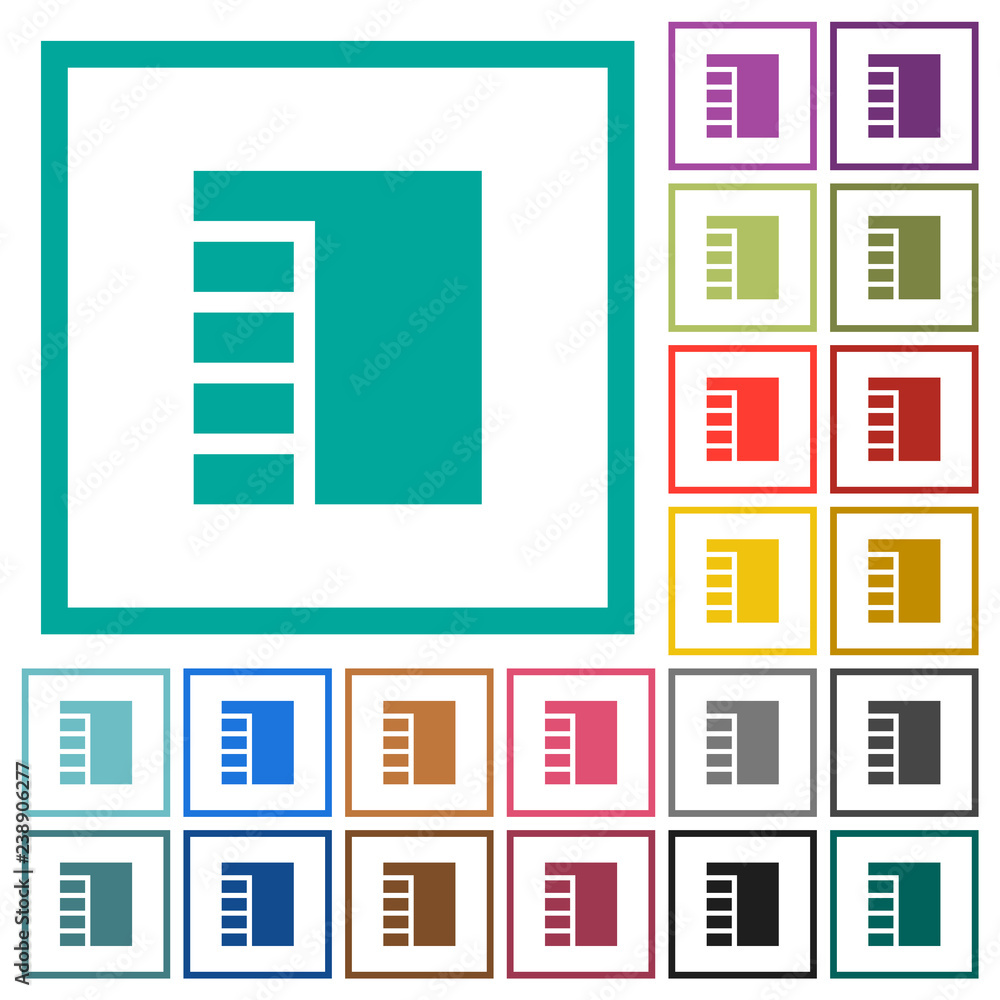 Poster vertical tabbed layout active flat color icons with quadrant frames