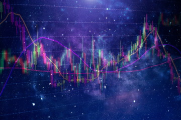 Stock market graph on led screen. Finance and investment concept. Selective focus.