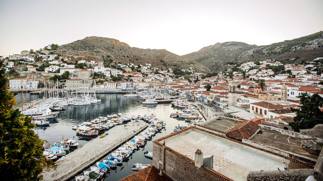 HUYDRA - GREECE, NOVEMBER 02 2016: panoramic summer view on the island of Hydra, Greece