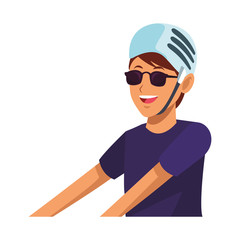 woman with helmet profile