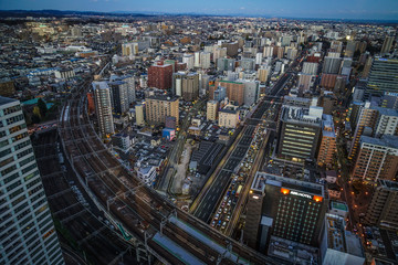 宮城県・仙台市の街並み（アエルの展望台から）