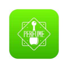 Perfume shop icon green vector isolated on white background