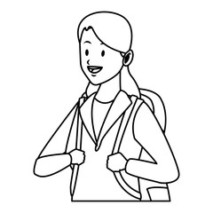 woman with bag black and white