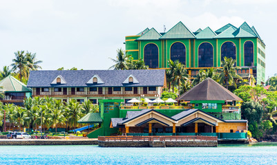 View of the building and pier, Bohol island of Philippines. Copy space for text.