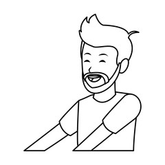 Obraz premium man with beard profile black and white