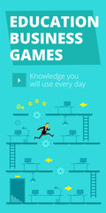 Education business games. Training game and competition. Vertical banner standard web size.