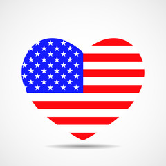 Heart with flag of the United States. Flag Day. Independence day of America. Vector
