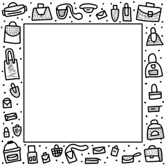 Vector set of bags in doodle style.