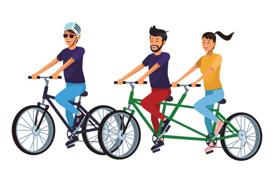 friends riding bicicle