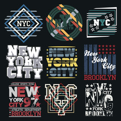 set sport typography, t-shirt  nyc, design graphic