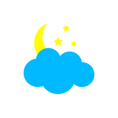 Weather icon. Moon with star and cloud. Flat vector illustration.