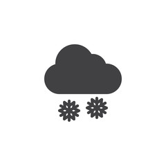 Snowy weather vector icon. filled flat sign for mobile concept and web design. Cloud and snowflakes simple solid icon. Symbol, logo illustration. Pixel perfect vector graphics