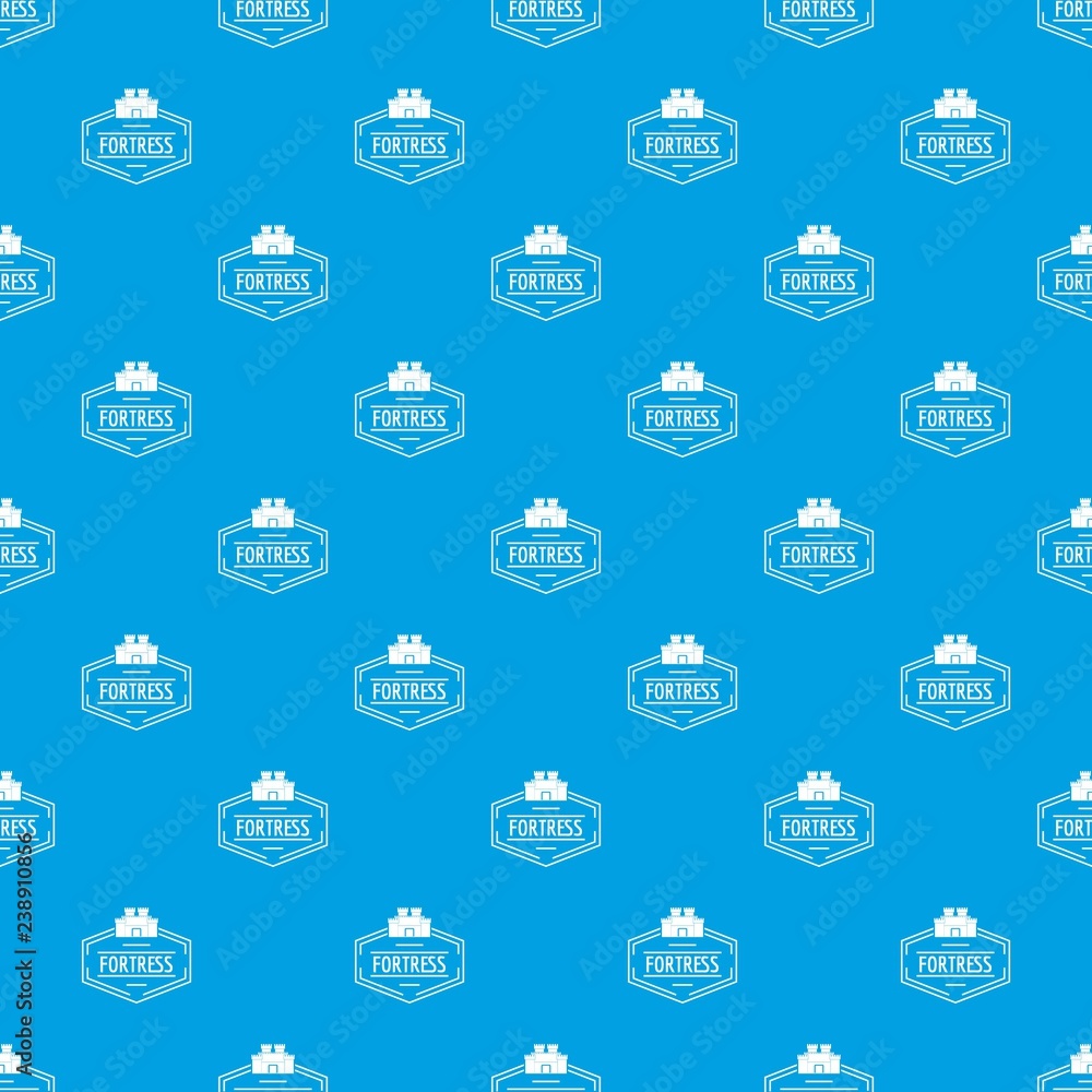 Poster old fortress pattern vector seamless blue repeat for any use