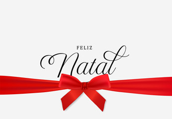 Red Christmas gift natal ribbon card in portuguese
