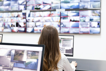 Surveillance control room operator at work