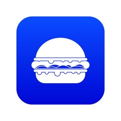 Burger icon digital blue for any design isolated on white vector illustration