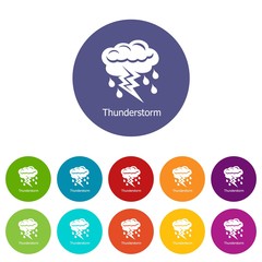 Thunderstorm icons color set vector for any web design on white background