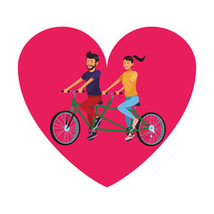 couple double bike heart icon