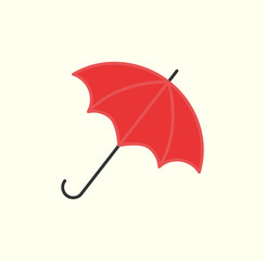 Red Umbrella Isolated on White Vector Open Parasol