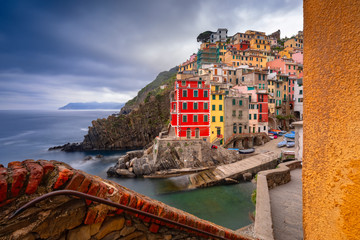 Fototapeta na wymiar seaside village of Riomaggiore at Cinque Terre