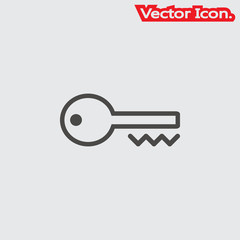 key icon isolated sign symbol and flat style for app, web and digital design. Vector illustration.