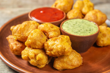 Pacora. Popular Indian vegetarian fast food.  