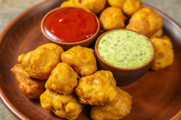 Pacora. Popular Indian vegetarian fast food.  