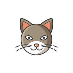 Head Image of Cat Bright Cartoon Vector Isolated