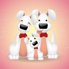 Vector and Illustration graphic digital craft style,Cute cartoon, dog family, EPS 10.