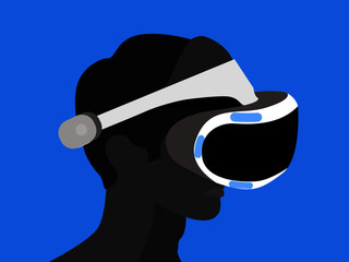 silhouette of a person wearing a vr