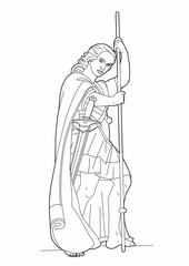 Drawing of a mythical warrior