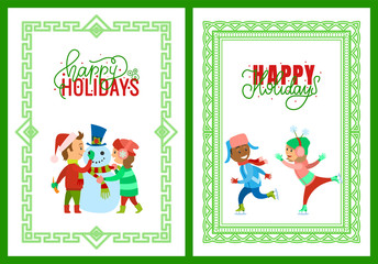 Merry Christmas Happy Holidays Framed Posters