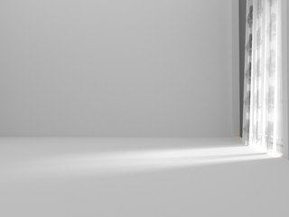 Empty room and curtain , 3D rendering