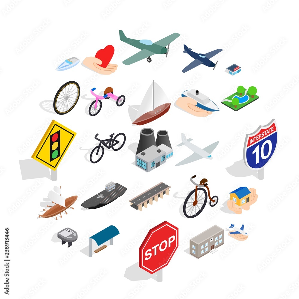 Poster environmentally friendly vehicle icons set. isometric set of 25 environmentally friendly vehicle vec