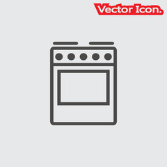 kitchen stove with oven. Icon isolated sign symbol and flat style for app, web and digital design. Vector illustration.