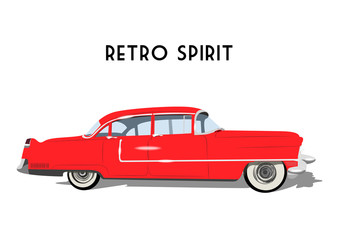 Retro red car, vector