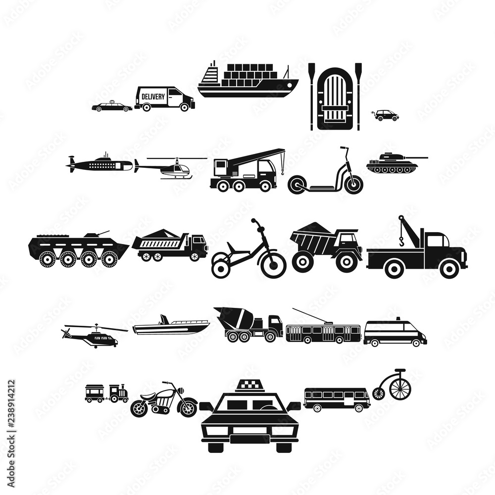 Poster ferriage icons set. simple set of 25 ferriage vector icons for web isolated on white background