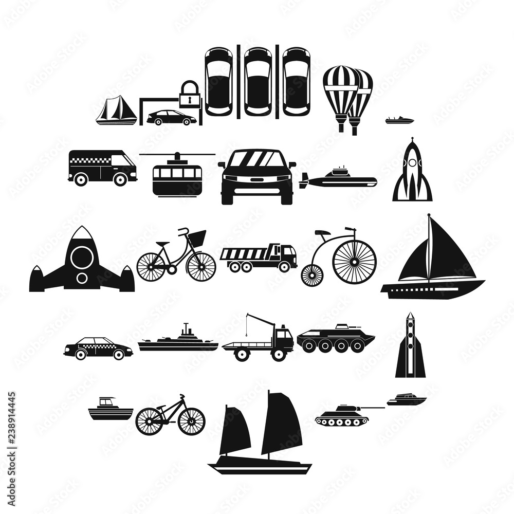 Poster delivery by transport icons set. simple set of 25 delivery by transport vector icons for web isolate