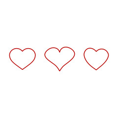 Hearts icons set. Line style
