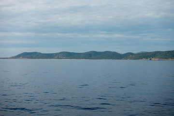 The coast of the island of ibiza from a boat