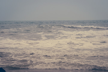 The incredible seascaping view of beach with blue sea in morocco in summer