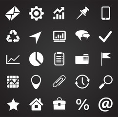 Business simple icons set on black background for graphic and web design, Modern simple vector sign. Internet concept. Trendy symbol for website design web button or mobile app