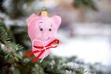 Зшп. Closeup a decorated Christmas. Merry Christmas and Happy New Year  tree
