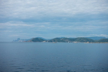 The coast of the island of ibiza from a boat