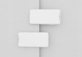 Fototapeta na wymiar 3d render illustration hand holding the white smartphone with full screen and modern frame less design - isolated on white background 